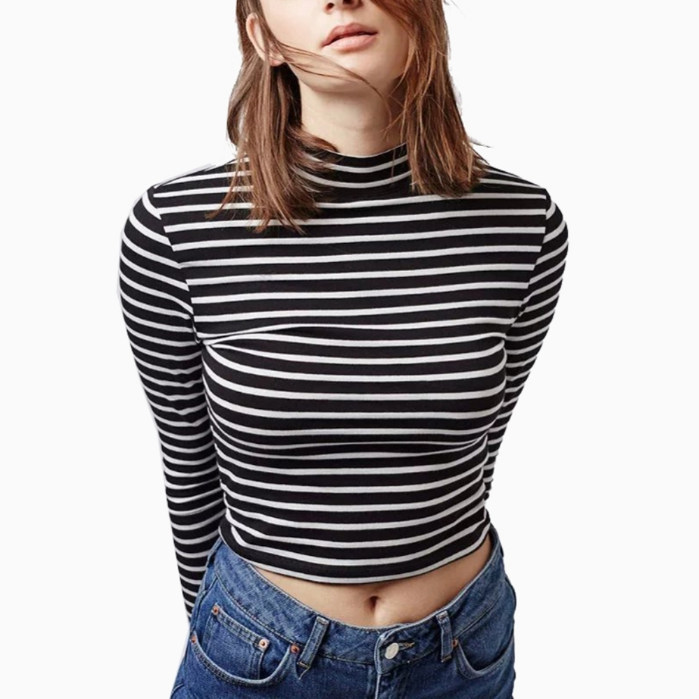 ZARA Striped Blouse with Turtleneck